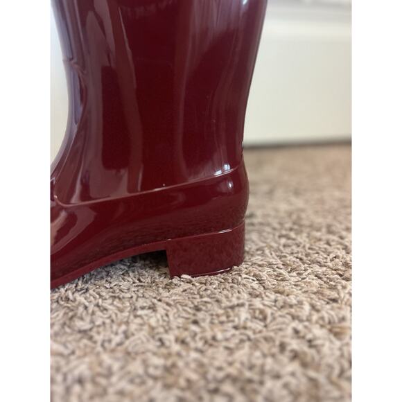Jeffrey Campbell 9 Glossy Burgundy Rain Boots Women's Tall Rubber Waterproof - Picture 7 of 11